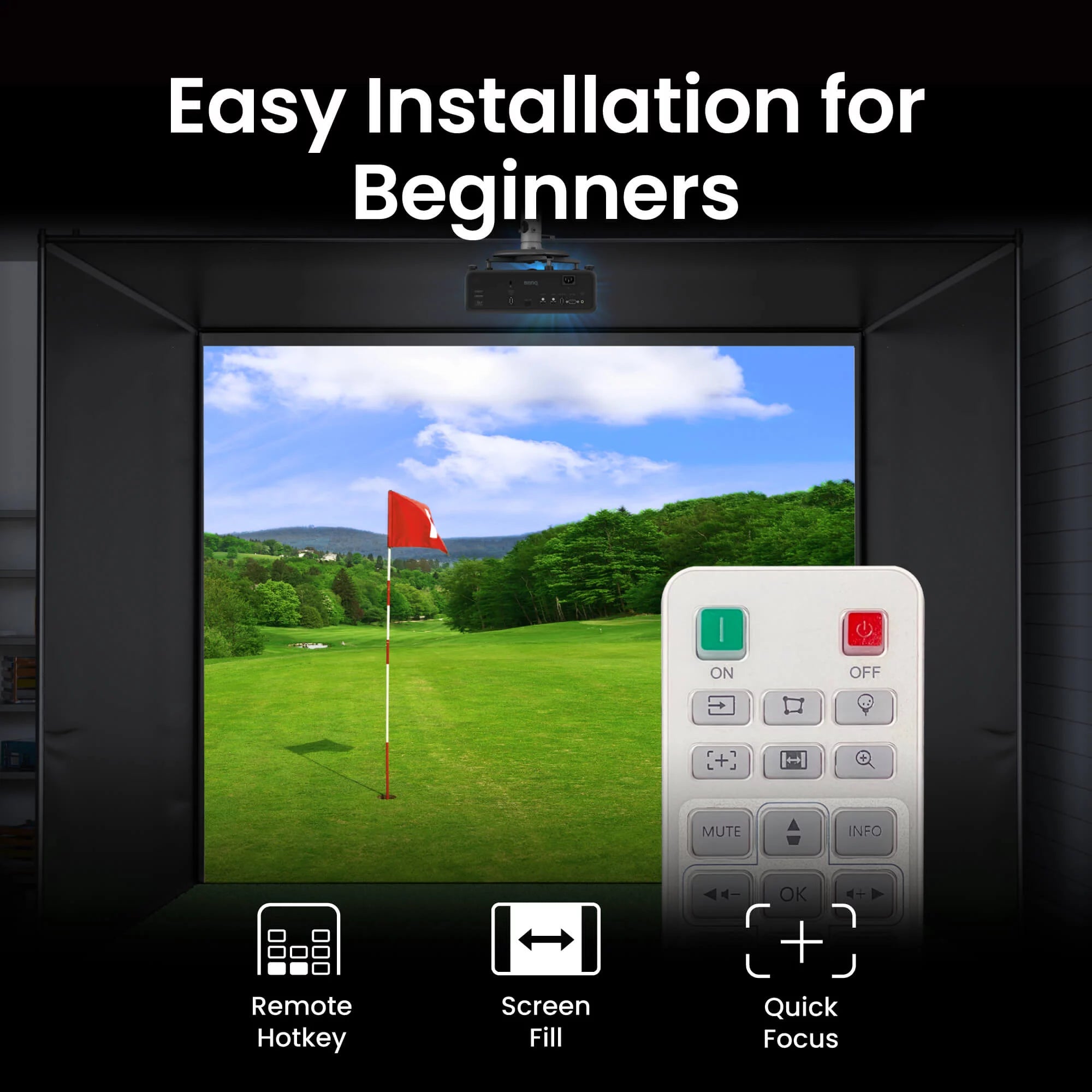 BenQ AH500ST 4000-Lumen Short Throw 1080P Laser Golf Simulator Projector