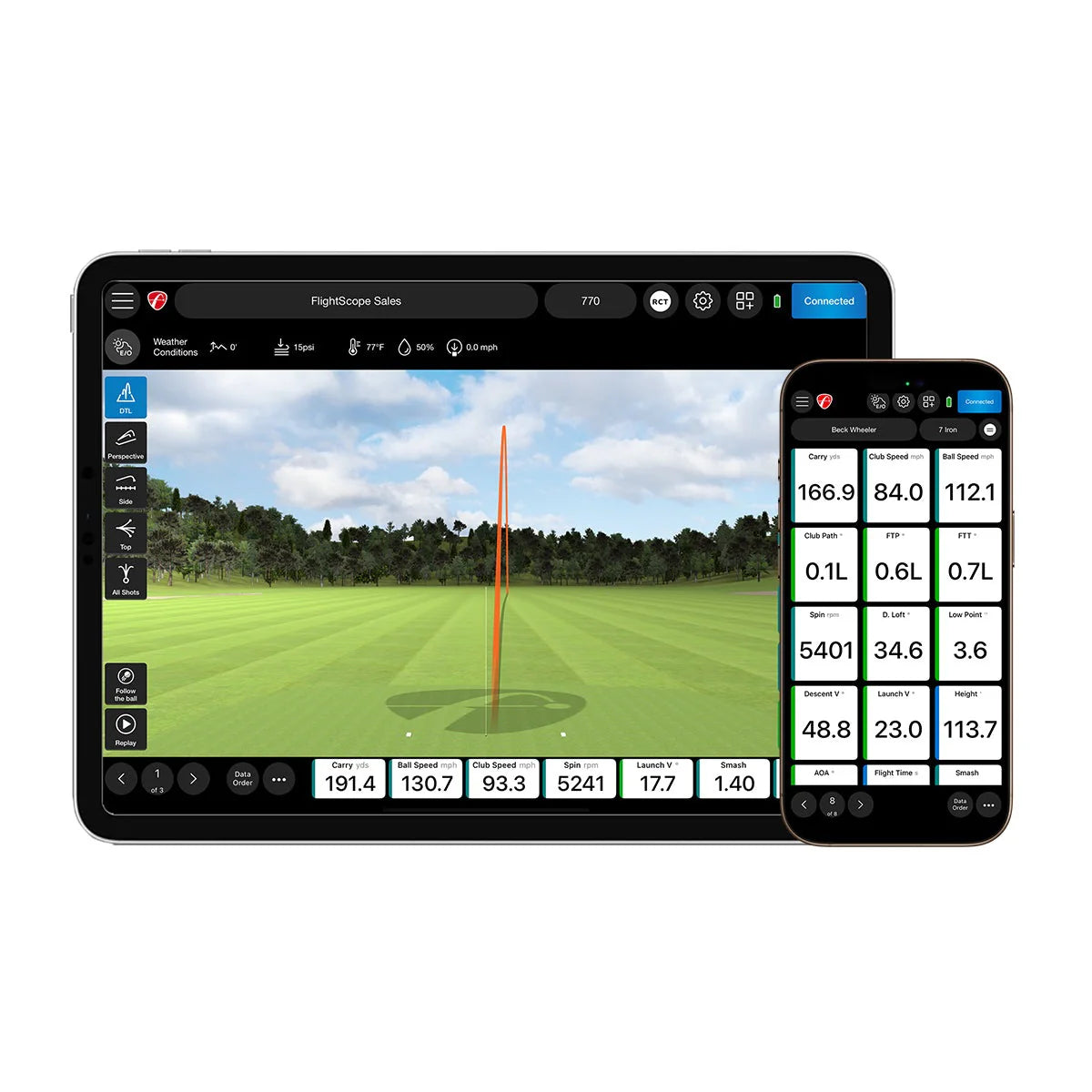 FlightScope Mevo+ Launch Monitor with Pro Package and Face Impact Location Package